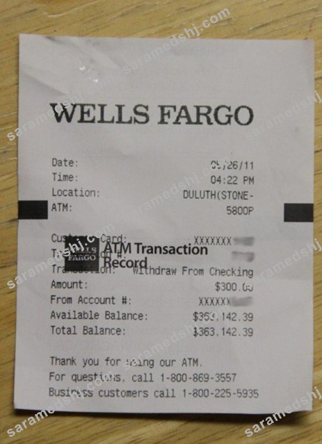USA Wells Fargo company payment receipt